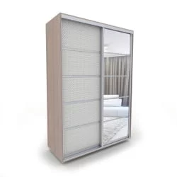 Шкаф-купе с зеркальными дверьми Акцент-Квадро КВ 1600х600 Шимо светлый/Хром