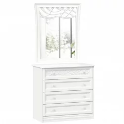 Комод с 4 ящиками с зеркалом ППУ Джулия Белый