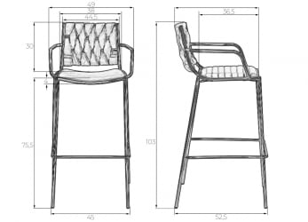 Стул барный ДОБРИН МИЛЛЕР ГОЛД (cветло-серый велюр (135-37)) / DOBRIN MILLER GOLD (cветло-серый