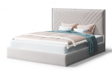 Кровать МИРА 2000*1800мм (без опор), велюр НЕО 02 (бежевый), (б/основания, б/матраса) / NEO