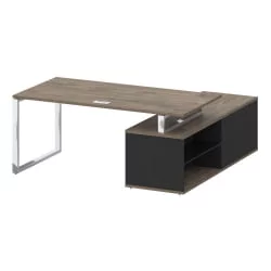 Стол руководителя с опорной греденцией , левый SHIFT SK.SRG-180 (L) Тиквуд Темный/Антрацит