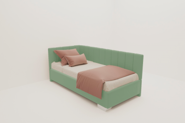 Детская кровать 120 190 ТЕРРА С ОРТОПЕДИЧЕСКИМ ОСНОВАНИЕМ (BERHOUSE) Цвет фасада: Мятный; Материал фасада: Металл/Велюр; Спальное место: 1200х1900