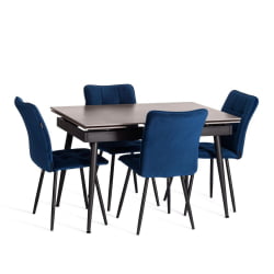 Стол обеденный Lord Grey/Лорд Грей столешница керамика (матовая) /опоры металл, светло-серый/черный, (120+30+30)x80x75 см