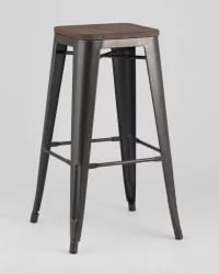 Стул барный TOLIX  WOOD Черная патина с золотом