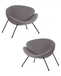 Кресло дизайнерское DOBRIN EMILY (серая ткань AF7, черное основание) 2 шт
