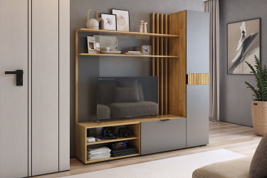 Гостиная ГК01Бери дуб крафт золотой/графит