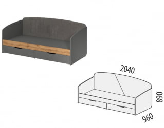 Кровать с изголовьем из ЛДСП Монако 902.05 Оникс Десерт серый
