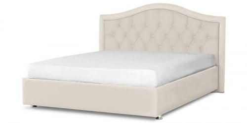 Мягкая интерьерная кровать "Калининград" с подъемным механизмом Материал фасада: Экокожа; Спальное место: 1400х2000 мм; Цвет фасада: Белый; Цвет корпуса: Белый 