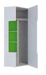 Шкаф угловой с полками Палермо Юниор 08 Белый глянец Ясень шимо светлый Зеленый