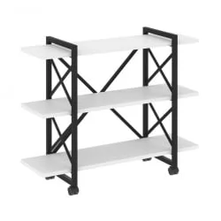 Стеллаж на колесных опорах - 3 полки LOFT  VR.L-MST.K-3.8V Металл черный Белый Бриллиант