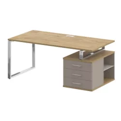 Стол руководителя с опорной тумбой , правый СХИФТ СК.СРТ-180 (Р) Тиквуд Светлый/Капучино / SHIFT SK.SRT-180 (R)