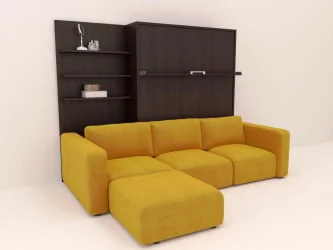 Диван кровать-трансформер Смарт 1 с пуфом 3-в-1 1400 левый Ясень шимо темный