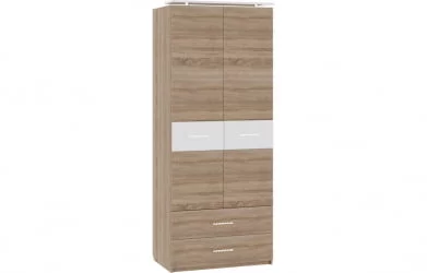 Шкаф (2 створки с ящиками) Импульс SN16.04 Дуб сонома/белый глянец