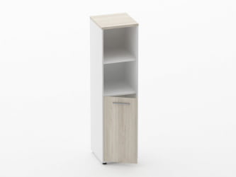 Шкаф 3 узкий 2 полки открытые, 2 полки закрытые Deka 10.16.11Л Дуб Сантана светлый/Белый