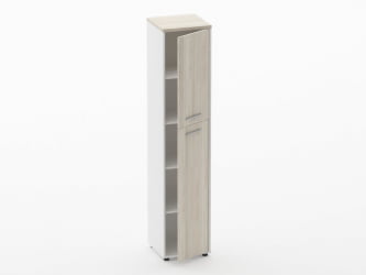Шкаф 4 узкий закрытый Дека 10.19.14Пр Дуб Сантана светлый/Белый / Deka