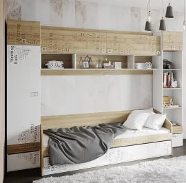 Кровать с 2 ящиками Оксфорд ТД-139.12.01 Ривьера Белый с рисунком