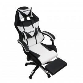 Кресло 908 KINGQUEEN цвет черный/белый с массажем и подсветкой 908-black-white-mass