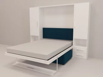 Диван кровать-трансформер Смарт 1 со шкафами и пуфом 1400 Ясень шимо темный