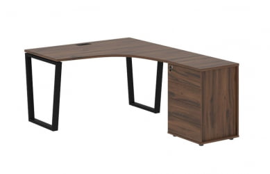 Стол эргономичный с тумбой правый EDIS EVCET 1318 R Дуб Денвер темный Черный