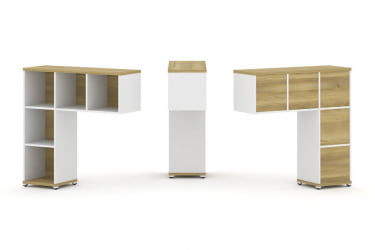 Надставка на стол низкая односторонняя + задняя стенка 5шт. CONCEPT CN.ONN-001 Дуб Винченцо Белый бриллиант Белый металл