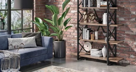 Стеллаж на колесных опорах - 3 полки LOFT  VR.L-MST.K-3.8 Металл черный Дуб Аризона