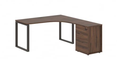 Стол эргономичный с тумбой правый ЕДИС ЕКCЕТ 1518 Р Дуб Денвер темный Мокко / EDIS EQCET R