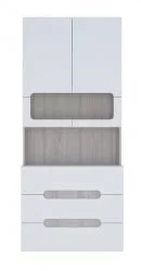 Стеллаж с ящиками Палермо Юниор 04 Ясень шимо светлый Белый глянец