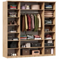 Шкаф четырехстворчатый с двумя зеркалами Фиджи 008 Дуб Золотой Антрацит