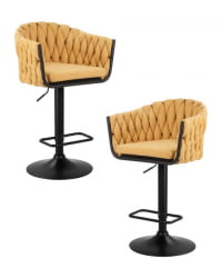Стул барный DOBRIN LEON (желтая ткань (LAR 275-8)) 2 шт