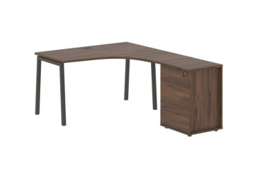 Стол эргономичный с тумбой (правый) EDIS ELCET 1318 R Дуб Денвер темный Мокко
