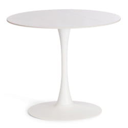 Круглый стол Tulip/Тулип столешница керамика (глянцевая) / опоры металл, белый/белый, 90х75 см