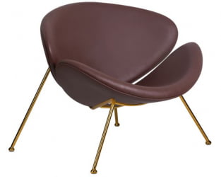 Кресло дизайнерское DOBRIN EMILY (коричневый винил YP5, золотое основание) 2 шт
