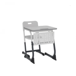 Парта одноместная регулируемая по высоте СМАРТЙ ПЛУС 600х500  с антивандальной  полиуретановой кромкой и сеткой (рост 3-5) Антрацит/Белый/Серый Кромка Антрацит / SMARTY PLUS