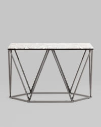 Консоль Авалон 122*41 серый мрамор сталь Темный хром