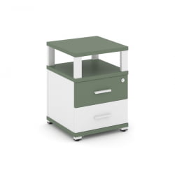 Тумба приставная с 2-мя ящиками и надставкой CONCEPT CN.TUP-002 B/W Кобо Белый бриллиант Белый