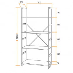 Стеллаж в гостиную WS-01 burnt