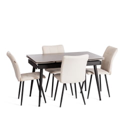 Стул обеденный Bari Bari LT, велюр, молочный/черный, 4, 41х55х89 см