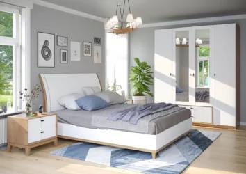 Кровать двуспальная 1600 с подъёмным механизмом Бари ЛД 698.220.000 Дуб Золотой Белый