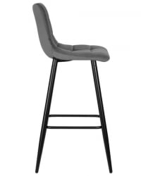 Стул барный ДОБРИН НИCОЛЕ (черные матовые ножки, темно-серый велюр (108-91)) 2 шт / DOBRIN NICOLE