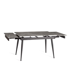 Стол обеденный Lord Grey/Лорд Грей столешница керамика (глянцевая) / опоры металл, серый/черный, (120+30+30)x80x75 см