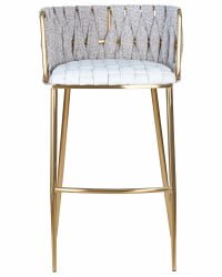 Стул барный DOBRIN EMMA GOLD (белый PU (T-01), белая ткань (F-49))