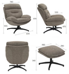 Кресло-реклайнер Everprof Kiwi Ткань Темно-коричневый