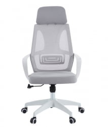 Кресло руководителя CХАИРМАН CХ636 ткань/сетка серый, белый пластик (М) / CHAIRMAN CH636 (M)