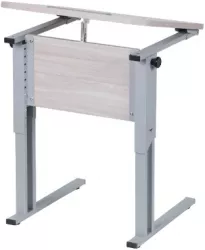 Парта одноместная рост 6 эргономичная с углом наклона и пеналом Белая ЛДСП/Серая кромка/Металл Серый