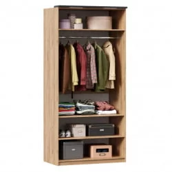 Шкаф двухстворчатый с комбинированными дверями Техно ЛД 678.130.000.001 Дуб Золотой Черный