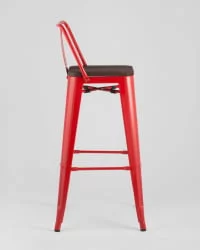 Стул барный Tolix Wood 75.5  со спинкой Красный