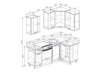 Гарнитур кухонный угловой 2000 Гранж 2000х1200