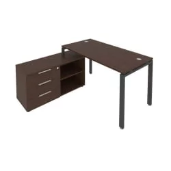 Рабочая станция на П-образном м/к с опорной тумбой левая Метал Сйстем Б.РС-СТС-2.3 Л Венге/Антрацит / Metal System