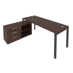 Рабочая станция на П-образном м/к с опорной тумбой левая Metal System БП.РС-СТС-2.5 Л Венге/Антрацит