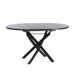 Раздвижной овальный стол MANZANA ЛДСП/HPL/металл, 100 х 100+30 х 75 см, Мрамор черный/черный